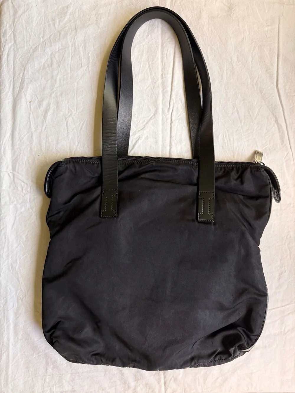 Iceberg Black Shoulder Tote with Front Pocket